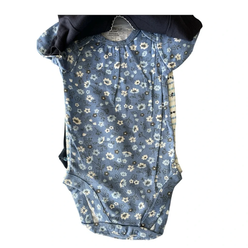 The Children's Place Blue/White Onesie Bundle